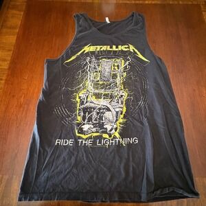 Metallica Ride The Lightning Tank Top Black Sleeveless Band Shirt XL 80s Album